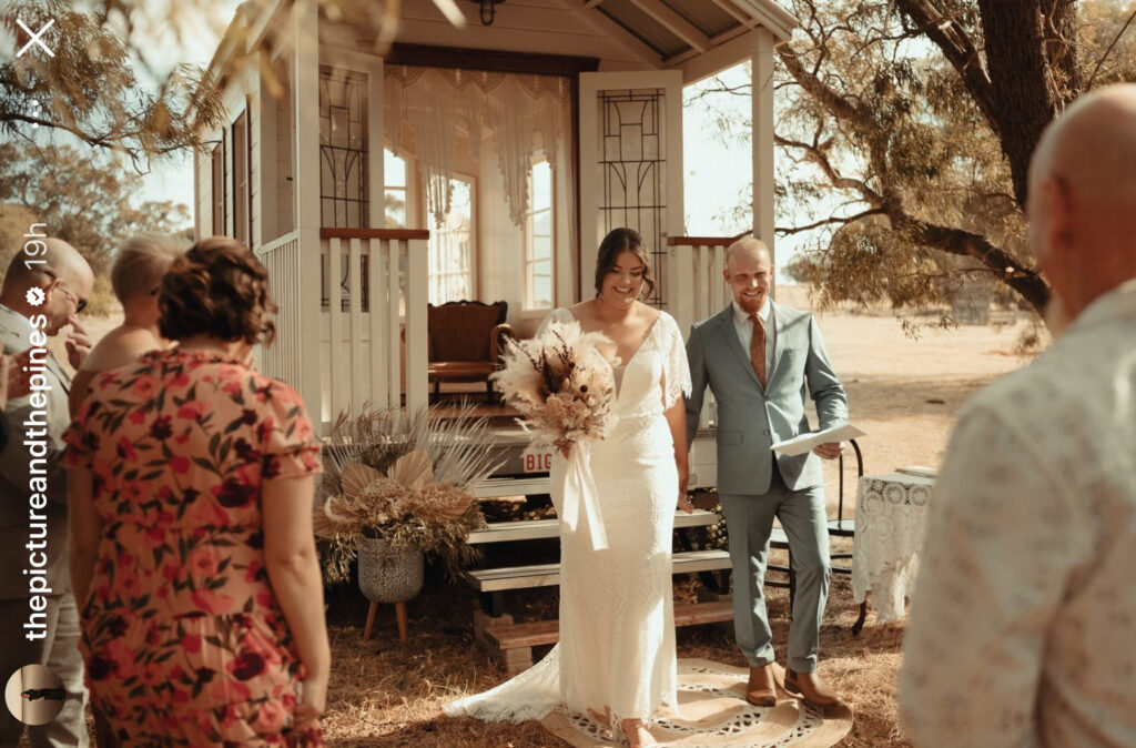 wedding day at big love tiny chapel at margaret river heartland